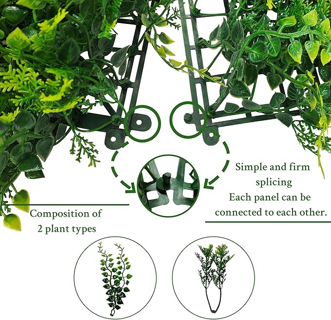 ODTORY Artificial Plants Hedge Wall Panels：20x20 Inch 12P UV-Anti Greenery - Image 3