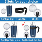 WETOWETO 20oz Tumbler with 2 lids and 2 straws, Stainless Steel Vacuum Insulated Coffee Tumbler Cup, Double Wall Powder Coated Leak-proof Travel Coffee Mug Cup (Black, 1 Pack)