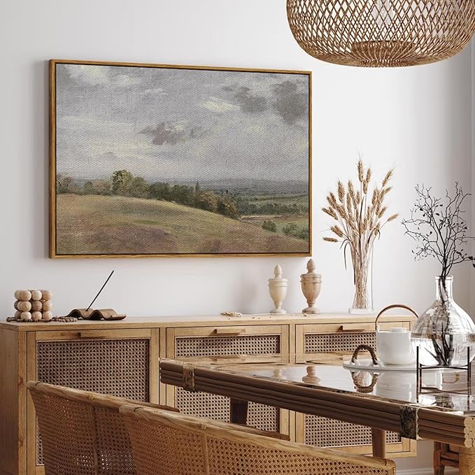 InSimSea Framed Canvas Wall Art Vintage Decor, WildField Landscape Painting - Image 3