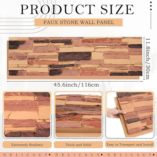 2 Pack Faux Stone Panels Interior 45.6''l x 11.8''h x 0.98''d Faux Siding - Image 2