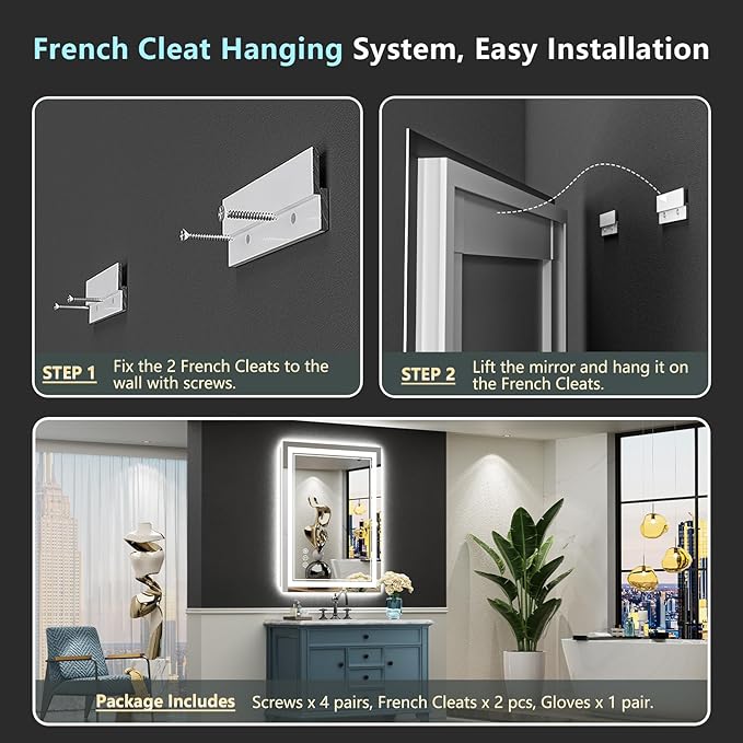 24x32 LED Bathroom Mirror with Lights, Backlit and Front Lit Anti-Fog Lighted - Image 9
