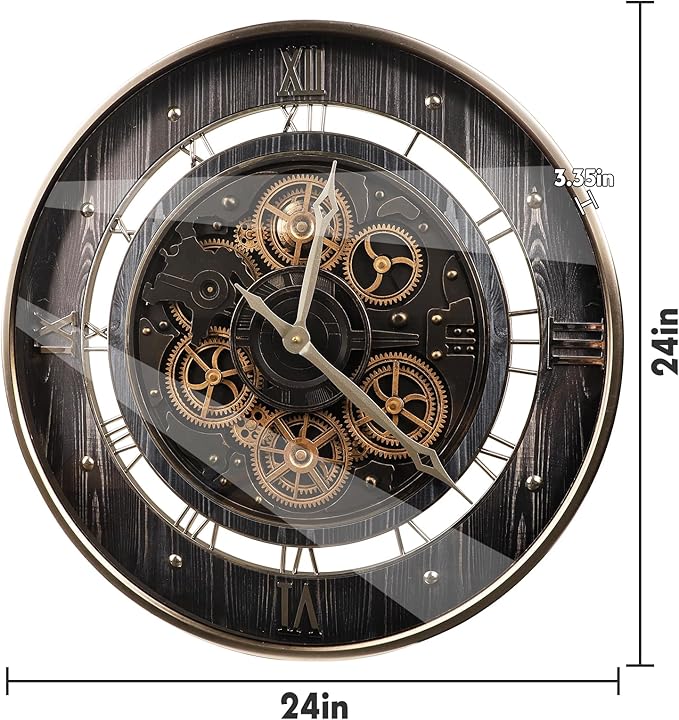 HOIBAI Wall Clock, 24 Inch Moving Gears Clock Large Wall Clock - Image 6