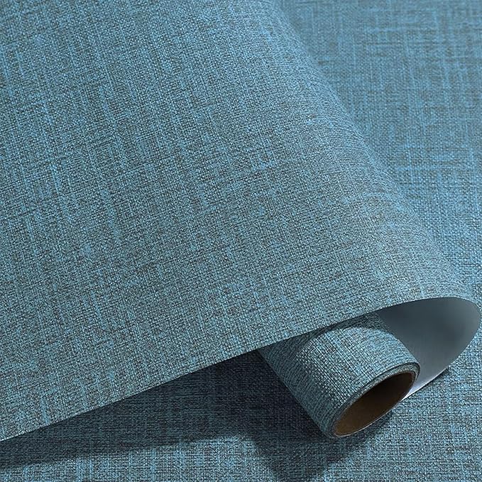 Yancorp 10ft Textured Fabric Teal Blue Wallpaper Faux Grasscloth Green Peel and by YancorpHomeDecor