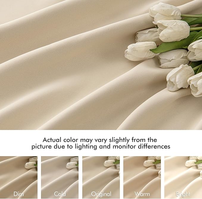 MIULEE Back Tab Cream Beige Curtains 120 Inch Long 2 Panels Set - Image 8
