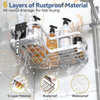 YASONIC Corner Shower Caddy, No Drilling Shower Shelf - Image 4