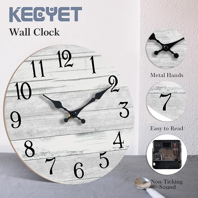 KECYET Wall Clock Battery Operated 10 Inch Gray Silent Non Ticking Country - Image 5