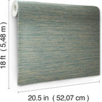 RoomMates Teal Dimensional Grasscloth Peel and Stick Wallpaper, RMK12684PLW - Image 6