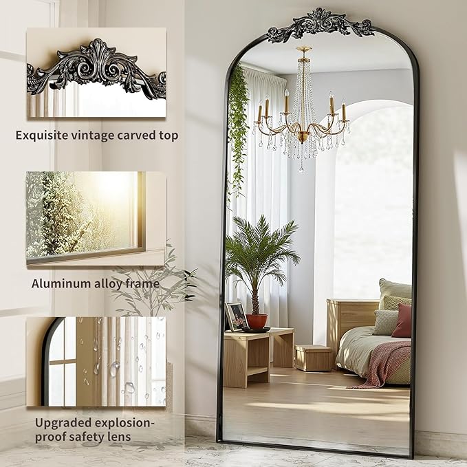 Dewfig Arched Full Length Mirror, Floor Mirror - Image 6