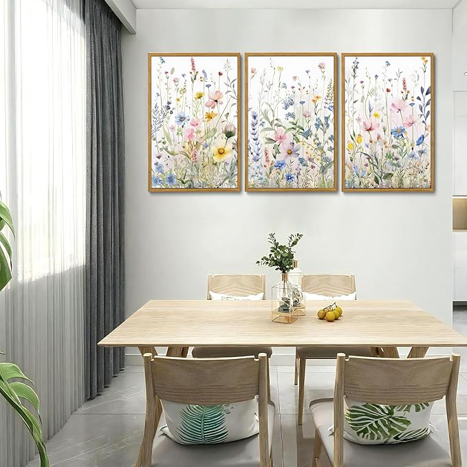 Bwodke Wildflower Wall Art Watercolor Botanical Floral Colorful Canvas Prints - Image 8