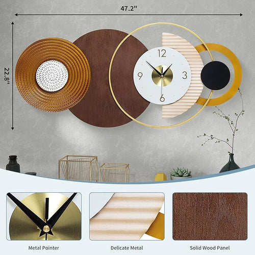 47.2x22.8 inch Large Mid Century Wall Clock - Image 2