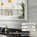 36x32 Inch Brushed Silver Bathroom Mirror - Image 3