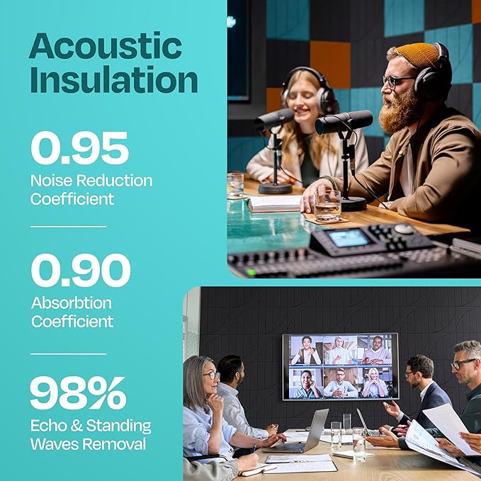 Acoustic Panels 12-Pack Soundproof Wall Panels 12"x12"x0.4" Decorative Sound - Image 3