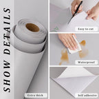 FUKU MON 23.6" X 393" Light Gray Wallpaper Peel and Stick Contact Paper Solid - Image 3