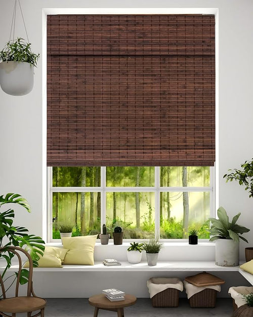 36''W X 72''H Cordless Bamboo Roman Shades by Chryeiiu