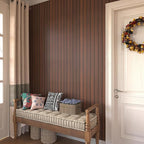 VEELIKE Wide Dark Walnut Wood Slat Peel and Stick Wallpaper Wood Contact Paper - Image 4