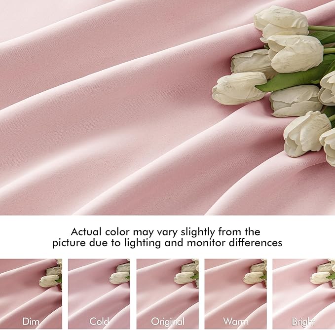 MIULEE Baby Pink Back Tab Blackout Curtains 108 Inch Long 2 Panels Set - Image 8