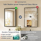 Keonjinn Black Framed Mirror 40" x 30", Decorative Aluminum Alloy Frame - Image 6