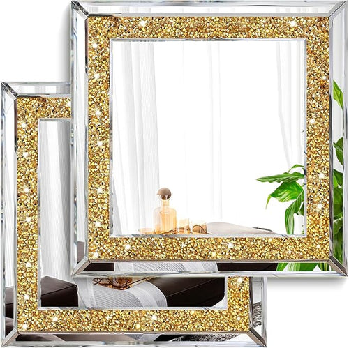 2 Piece Wall Mirrors, Crush Diamond Wall Decor by XIHACTY