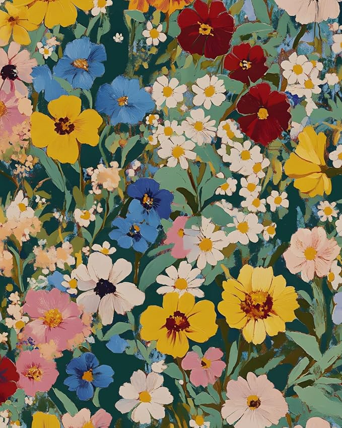 BOKEBEVE Watercolour Floral Peel and Stick Wallpaper Colorful Boho Contact by BOKEBEVE