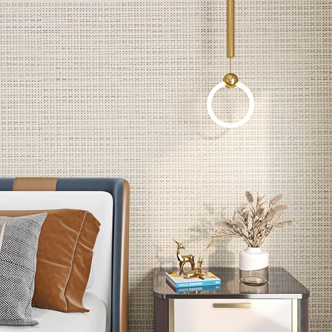 FunStick Beige Weave Grasscloth Peel and Stick Wallpaper Textured Wallpaper - Image 2