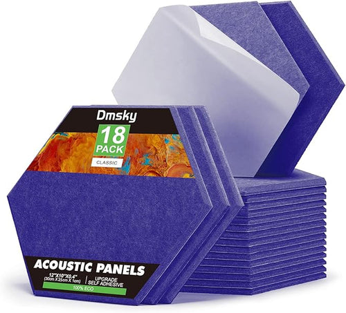 18Pack Hexagon Acoustic Panels 12" X 10" X 0.4" Sound Proof Panels, High by DMSKY