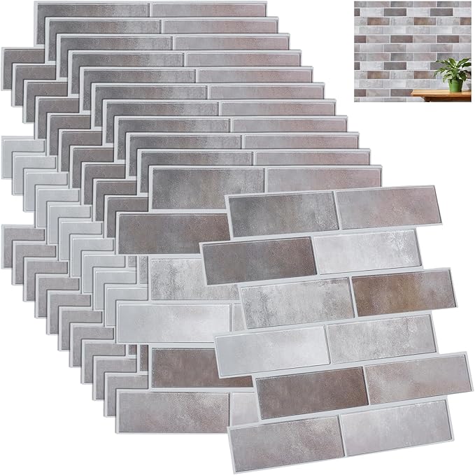 12PCS 3D Wall Panels Peel and Stick Foam Faux Brick Wall Panels, Self-Adhesive by GLASSWINDS