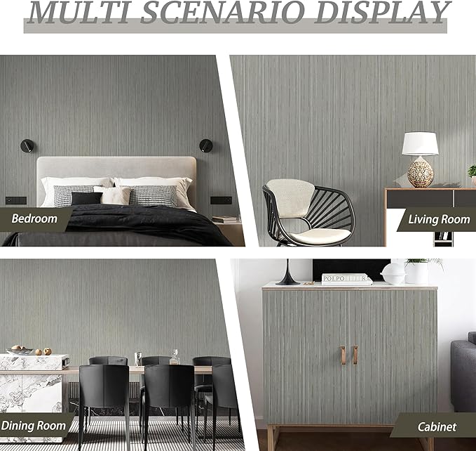 Grey Grasscloth Wallpaper Peel and Stick Textured Wallpaper - Image 4