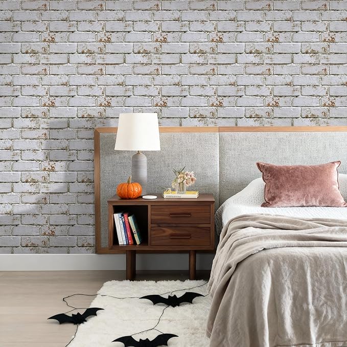 Commomy 3D Peel and Stick Brick Tiles- 10 pcs 11.8" x 11.8" Small Size PVC - Image 3