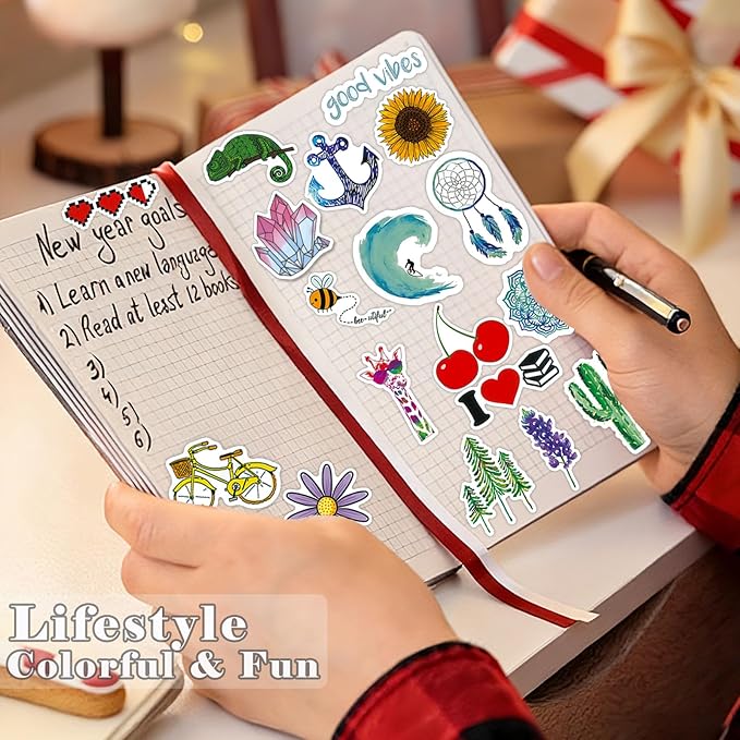 Water Bottle Stickers 300 PCS Cute Fun Sticker Pack, Waterproof Vinyl Stickers for Water Bottles, Laptop, Scrapbook, Journal, Luggage, Tumbler, Skateboard, Lunch Box, Notebook, Kindle, Bike, etc