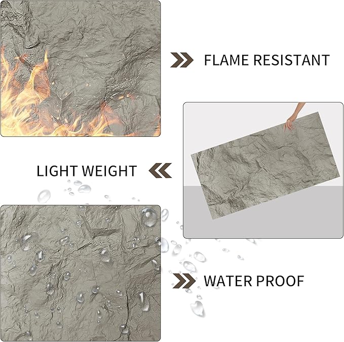 3D Faux Stone Wall Panels, Lightweight & Waterproof Accent Marble Rock Skin - Image 3