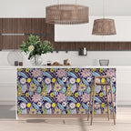 Purple Boho Wallpaper Peel and Stick, Vintage Yellow Floral Contact Paper 17.5" - Image 3