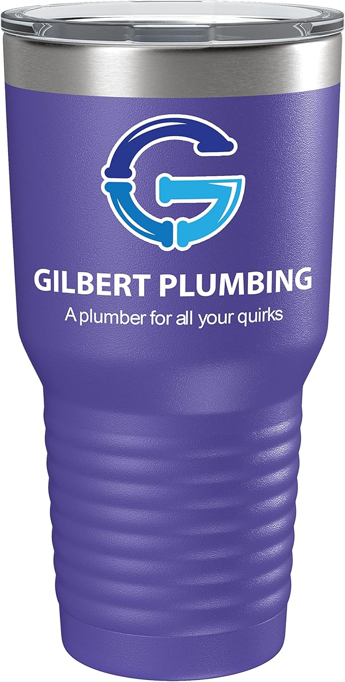 Personalized 30oz (17 Colors) Printed Insulated Stainless Steel Powder Coated Tumbler with Lid - Custom Bulk Promotional Items with your Logo - Bulk Company Small Business Party Favors (Purple)