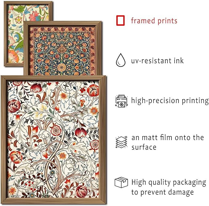 ANERZA 16 PCS Framed William Morris Wall Art Decor, Floral Wall Prints - Image 3
