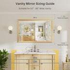 48x32 Inch Bathroom Mirror for Wall, Anti-Rust Oak Wood Grain Metal Framed - Image 2