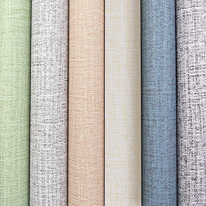 Yancorp 24"x120" Textured Fabric Cream Faux Grasscloth Peel and Stick Wallpaper - Image 6