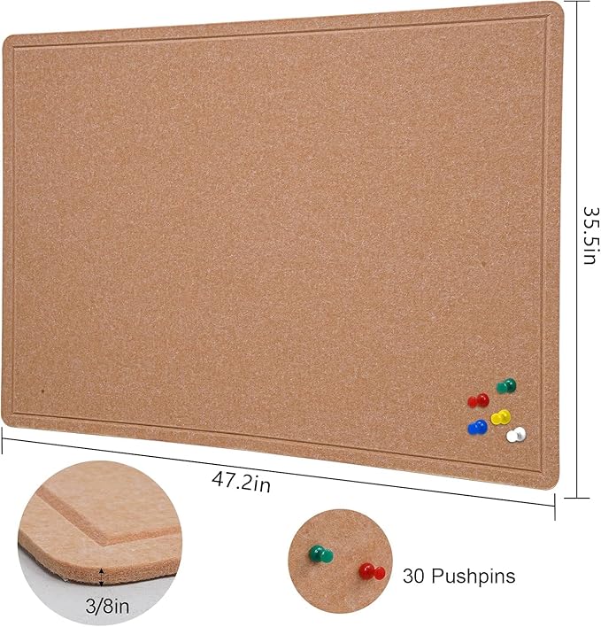 Large Bulletin Board, 48 X 36 inches Cork Board - Image 3