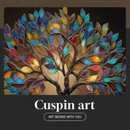 Framed Square Tree of Life Wall Art, Modern Contemporary Tree Painting Prints - Image 7