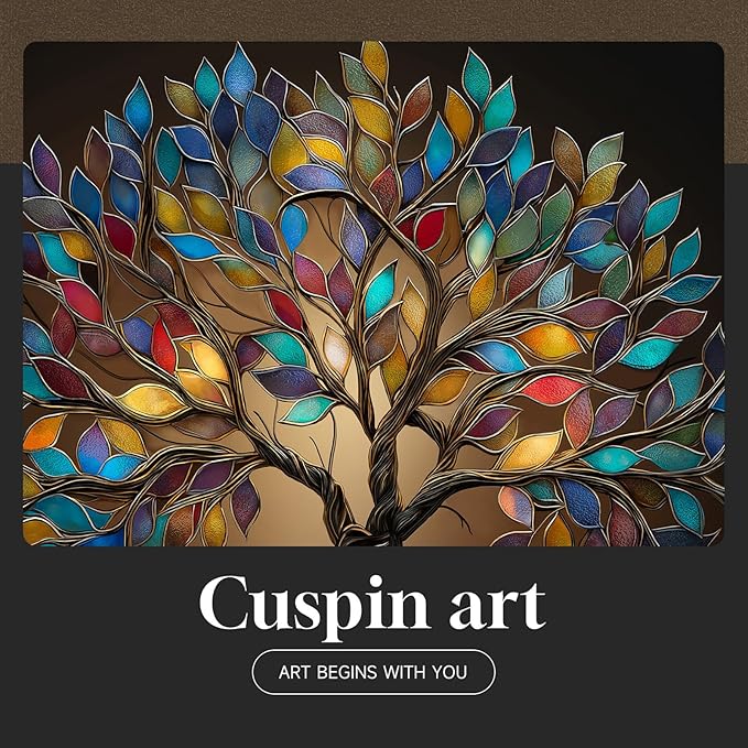 Framed Square Tree of Life Wall Art, Modern Contemporary Tree Painting Prints - Image 7