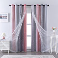 XiDi Curtains for Bedroom Decor, Rainbow Pink-Grey-52-90 by Addsomecolortolife
