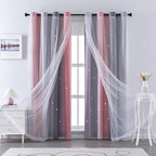 XiDi Curtains for Bedroom Decor, Rainbow Pink-Grey-34-96 - Image 2