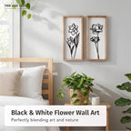 3D Black and White Wall Art Lightweight, Wooden Ready-to-Hang Framed Floral - Image 7