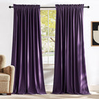 NICETOWN Purple Velvet Curtains and Drapes, Extra Long Elegant Wall Backdrop by NICETOWN