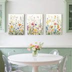 WRFON Wildflower Canvas Wall Art Set of 3, Unframed Botanical Floral Watercolor - Image 4