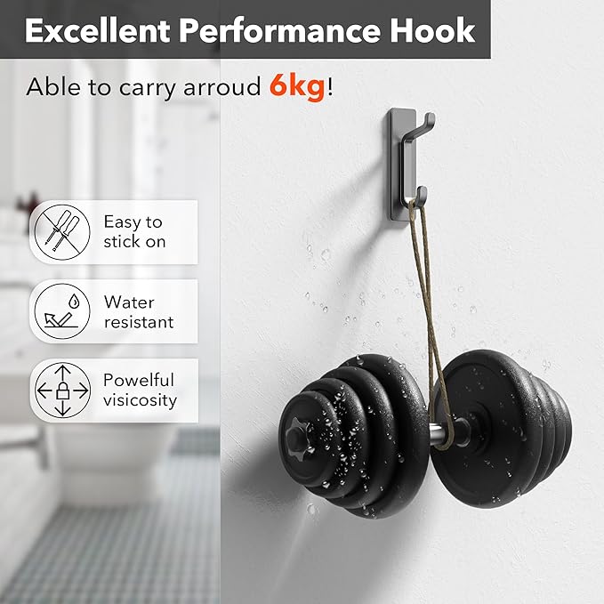 pickpiff Wall Hooks for Coat and Towel: 13LB Strong Adhesive Door Hanger Stick - Image 4