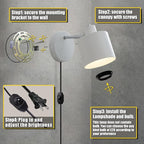Lightess Plug in Sconce Set of Two, 350° Adjustable Dimmable Wall Light - Image 2