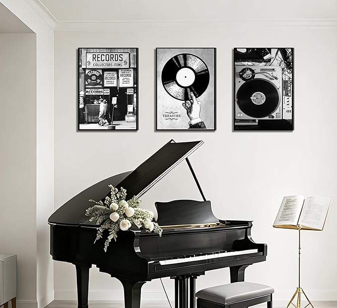 3Pcs Retro Music Poster Wall Art Fashion Black And White Photography Preppy - Image 6