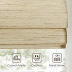 TWOPAGES Natural Woven Ramie Roman Shades, Custom Cordless No Drill or - Image 4