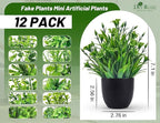 Der Rose Fake Plants 12 Pack Artificial Plants Small Faux Plants in Black Pot - Image 2