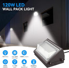 120W LED Wall Pack Light with Dusk-to-Dawn Sensor, 16800LM 5000K LED Security - Image 3