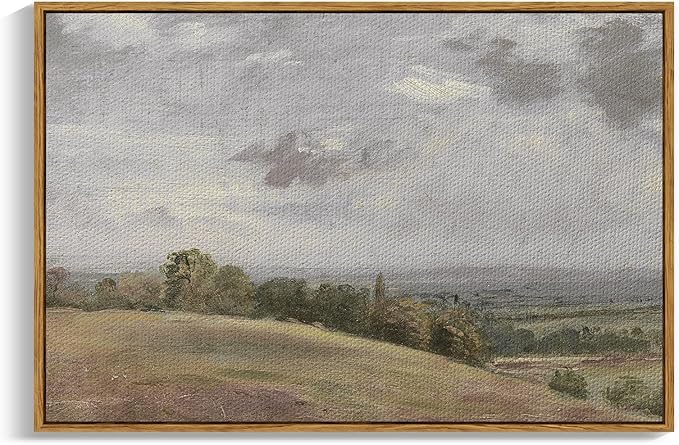 InSimSea Framed Canvas Wall Art Vintage Decor, WildField Landscape Painting by InSimSeaArt